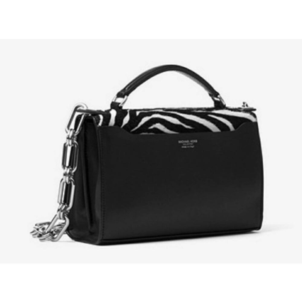 NWT Michael Kors Bancroft Black and White Calf Hair Shoulder Bag - Picture 9 of 11